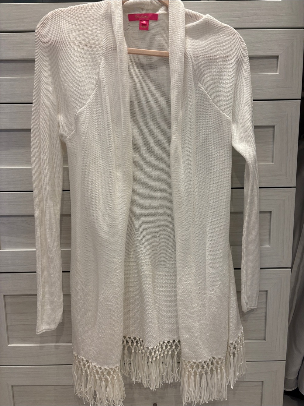 Lilly pulitzer white cotton tatum cardigan with Fringe